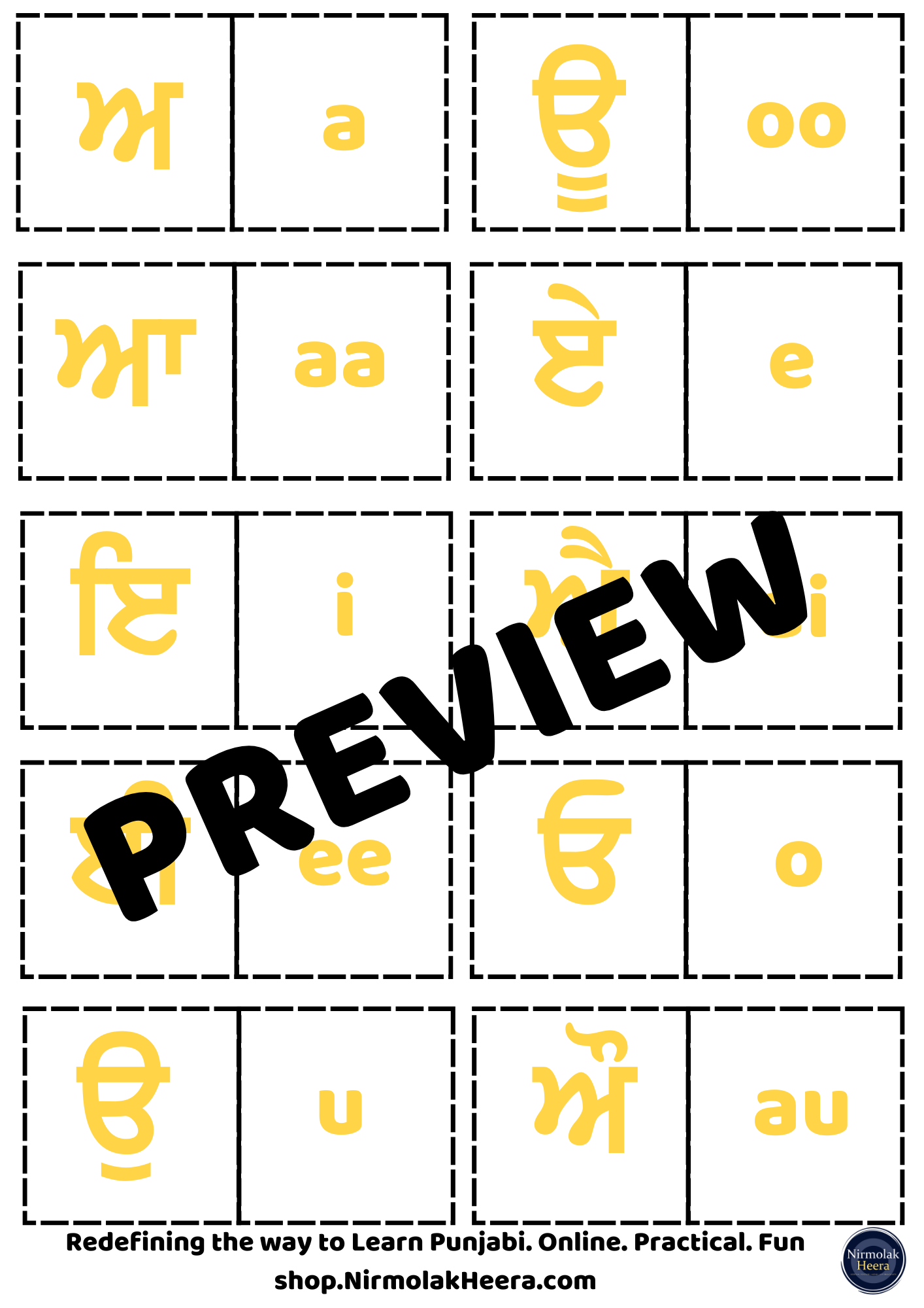 Muharni Letters Flashcards – Printable Gurmukhi Learning Cards for Kids & Beginners