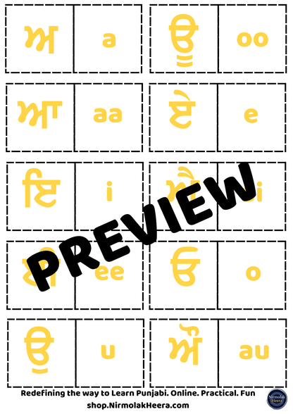Muharni Letters Flashcards – Printable Gurmukhi Learning Cards for Kids & Beginners