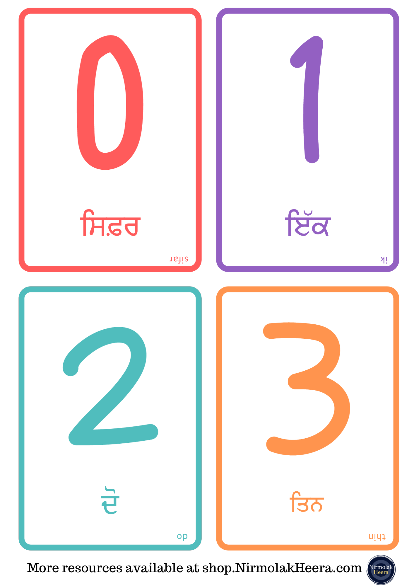 Numbers Flashcards [digital Download] Nirmolak Heera