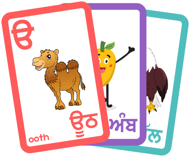 ੳਅੲ Punjabi Alphabet Flashcards with English Transliterate [Digital Downloads]