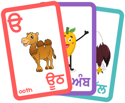 ੳਅੲ Punjabi Alphabet Flashcards with English Transliterate [Digital Downloads]